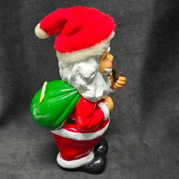 Vintage Smoking Pipe Santa Claus Carrying Toys Plastic Coin Bank Collectible - Picture 5 of 11